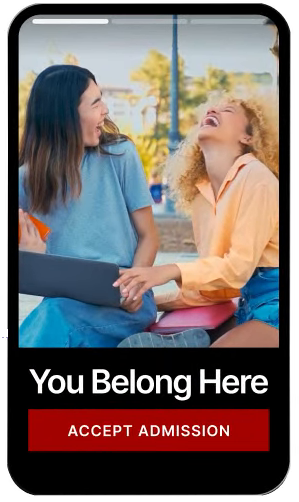 Social ad on a phone: You Belong Here, Accept Admission