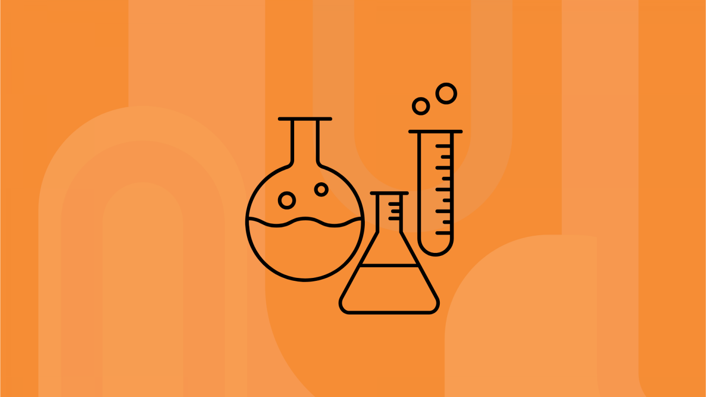 Science images on an orange background